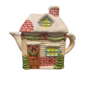 Vintage Ceramic Christmas Cottage teapot